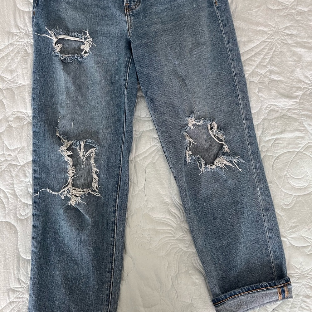 Distressed Blue Jeans